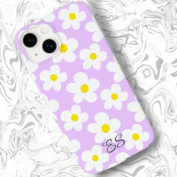 Cute lavender retro daisies on girly floral
