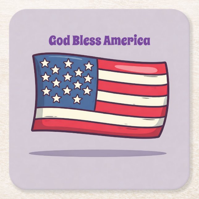 Cute Lavender U.S. Flag Coaster Set (Front)