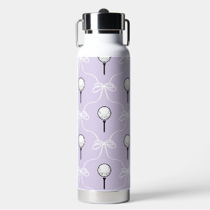Cute Lavender White Bow Golf Pattern Water Bottle