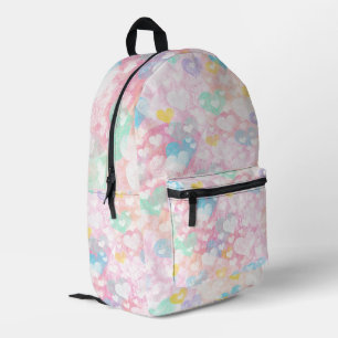 Cute Layered Hearts Pastel Colours Printed Backpack