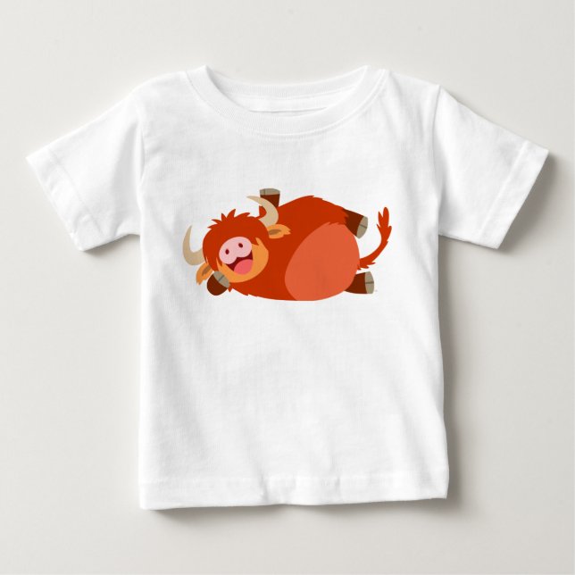 Cute  Lazy Cartoon Highland Cow Baby T-Shirt (Front)