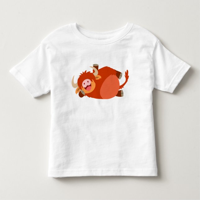 Cute  Lazy Cartoon Highland Cow Children T-Shirt (Front)
