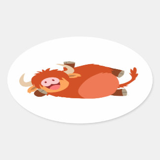 Cute Lazy Cartoon Highland Cow Sticker