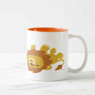 Cute Lazy Cartoon Lion Two-Tone Coffee Mug