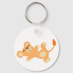 Cute Lazy Cartoon Lioness Key Ring