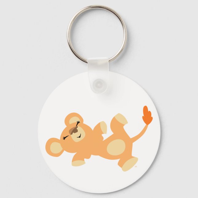 Cute Lazy Cartoon Lioness Key Ring (Front)