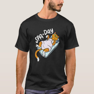 Cute Lazy Cat Spa Day Wellness  Cat Holder T-Shirt
