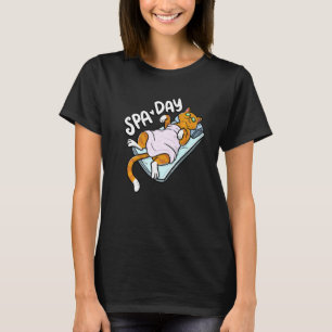 Cute Lazy Cat Spa Day Wellness  Cat Holder T-Shirt