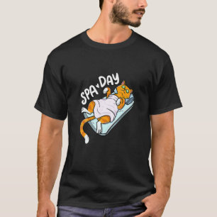 Cute Lazy Cat Spa Day Wellness  Cat Holder T-Shirt