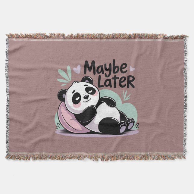 Cute Lazy Panda – “Maybe Later” Relaxing Panda Throw Blanket (Front)