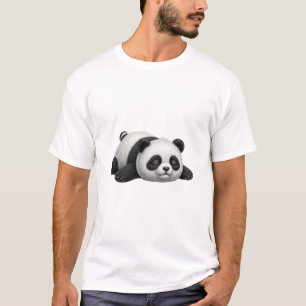 Cute Lazy Panda Sleeping Graphic White T-Shirt