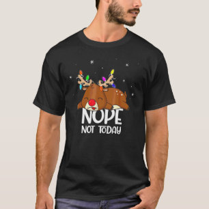 Cute Lazy Reindeer Boy Girl Chirstmas Lights Nope T-Shirt