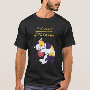 Cute Lazy Sleeping Calico Kitty Cat Sleeping With T-Shirt
