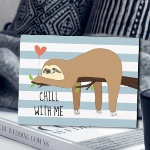 Cute, lazy sloth bear design for Valentines Day Postcard