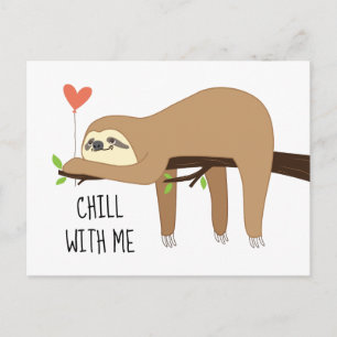 Cute, lazy sloth bear design for Valentines Day Postcard