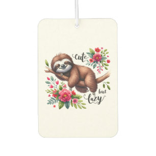 Cute Lazy Sloth Flowers Car Air Freshener