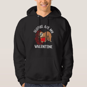 Cute Lazy Sloth Holding Heart Love Sloth Valentine Hoodie