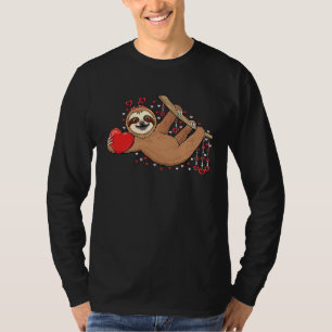 Cute lazy sloth holding heart love sloth valentine T-Shirt