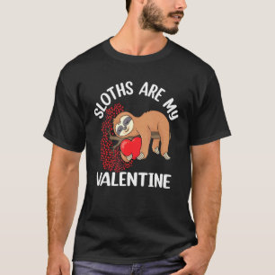 Cute Lazy Sloth Holding Heart Love Sloth Valentine T-Shirt