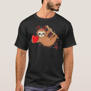 Cute lazy sloth holding heart love sloth valentine T-Shirt