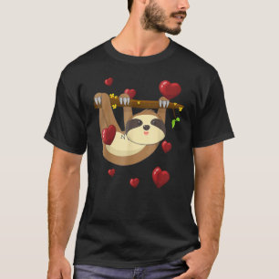 Cute Lazy Sloth Valentines Day Love Heart T-Shirt