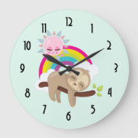 Cute Lazy Sloth with Sun & Rainbow