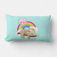 Cute Lazy Sloth with Sun & Rainbow