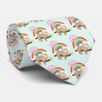 Cute Lazy Sloth with Sun & Rainbow Pattern