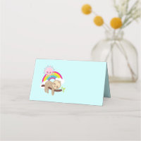Cute Lazy Sloth with Sun & Rainbow