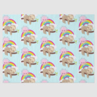 Cute Lazy Sloth with Sun & Rainbow