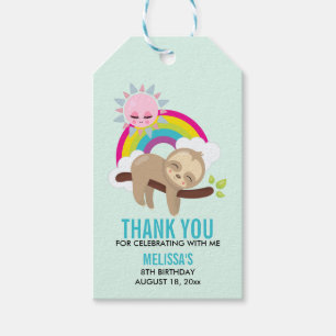 Cute Lazy Sloth with Sunshine & Rainbow Gift Tags