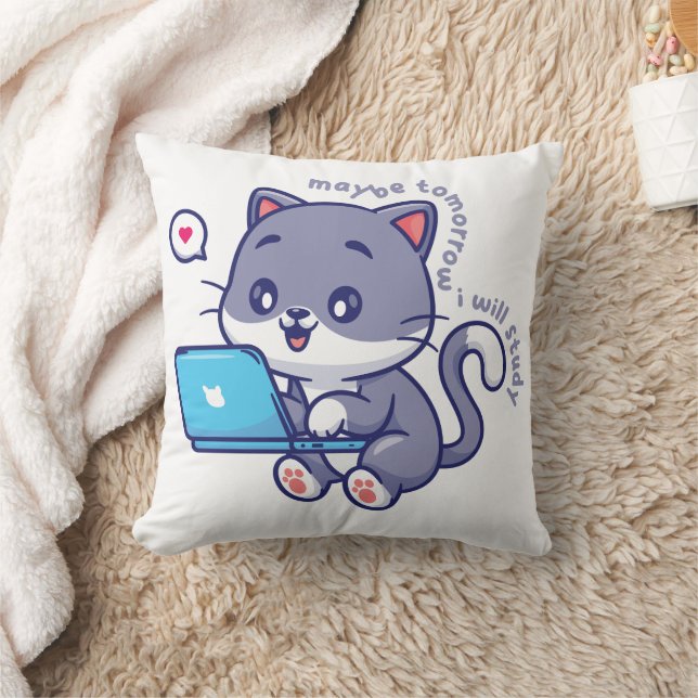 cute lazy student - maybe tomorrow i will study cushion (Blanket)