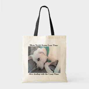 Cute Lazy White Labrador Retriever Mix Dog Mum Tote Bag