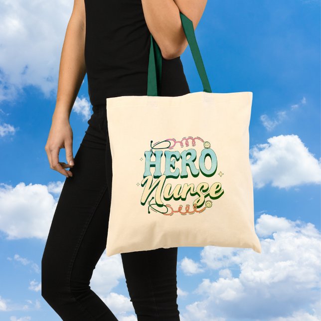 Cute Leaf Green HERO NURSE Tote Bag (Creator Uploaded)
