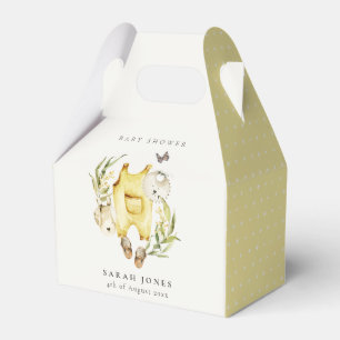 Cute Leafy Foliage Yellow Clothes Baby Shower Favour Box