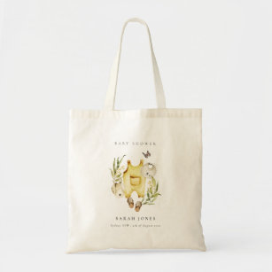 Cute Leafy Foliage Yellow Clothes Baby Shower Tote Bag