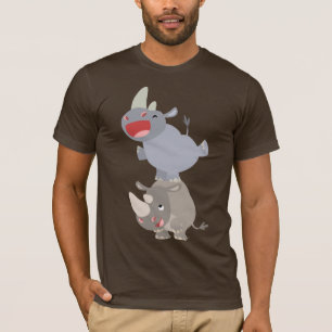 Cute Leapfrog Cartoon Rhinos T-Shirt