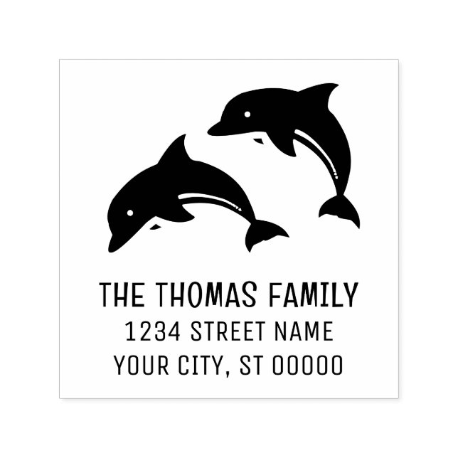 Cute Leaping Dolphins Name Address Self-inking Stamp (Design)