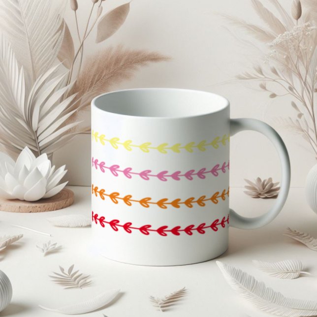 Cute Leaves Line Customisable Coffee Mug (Creator Uploaded)