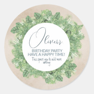 Cute leaves - train engine theme classic round sticker