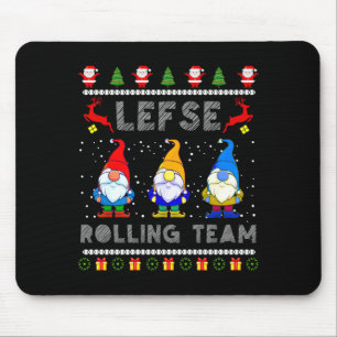 Cute Lefse Rolling Team Norwegian Gnomes Ugly Xmas Mouse Pad