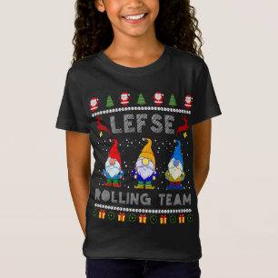 Cute Lefse Rolling Team Norwegian Gnomes Ugly Xmas T-Shirt