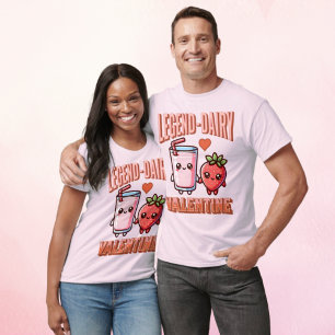 Cute Legend-Dairy Couple Strawberry Milk Valentine T-Shirt