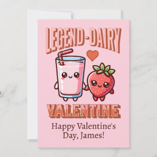 Cute Legend-Dairy Strawberry Milk Valentine Holiday Card