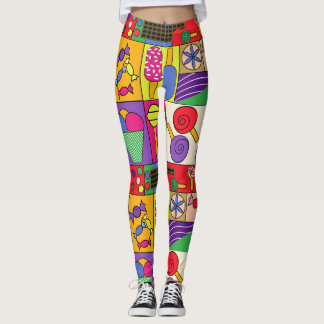Cute leggings with candies, ice cream, sweets icon