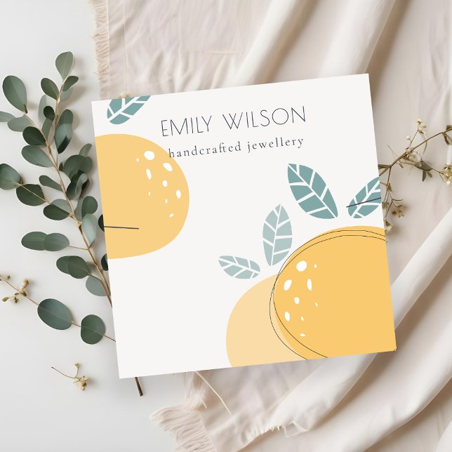 Cute Lemon Abstract Fruity Bold Necklace Display Square Business Card (Creator Uploaded)