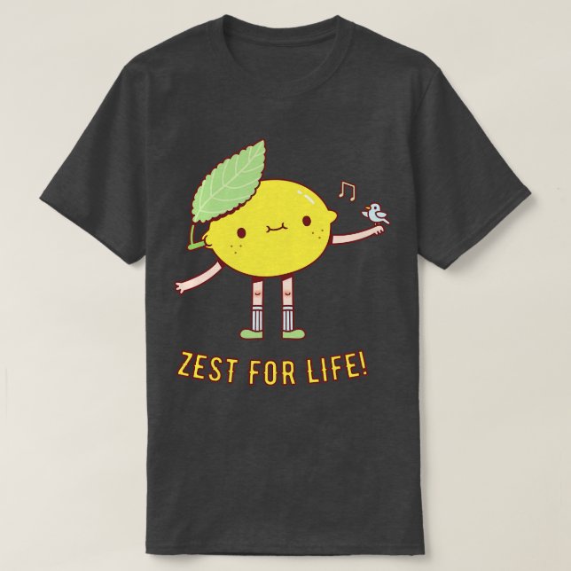Cute Lemon and Bird Zest For Life T-Shirt (Design Front)