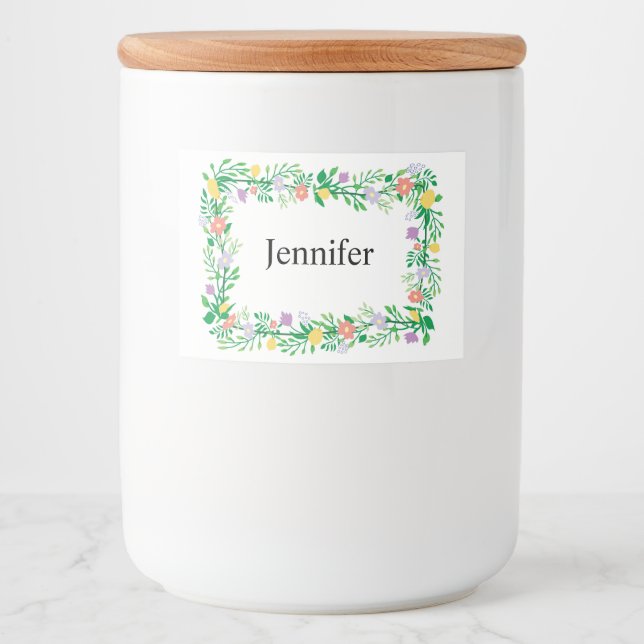 CUTE LEMON AND FLOWERS FLORAL DECOUPAGE FOOD LABEL (Front)