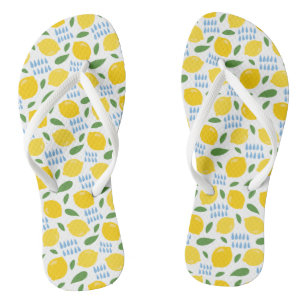 Cute lemon and green leaves pattern jandals