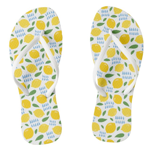 Cute lemon and green leaves pattern jandals (Footbed)